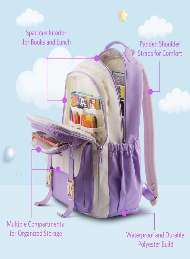 VAYA PRODYGY School Bags for Boys/Girls, 26L Large Capacity Waterproof Backpack for Class 6 to 10, Stylish and Spacious, Ideal for High School Students and Daily Use, Color - Purple - Image 2